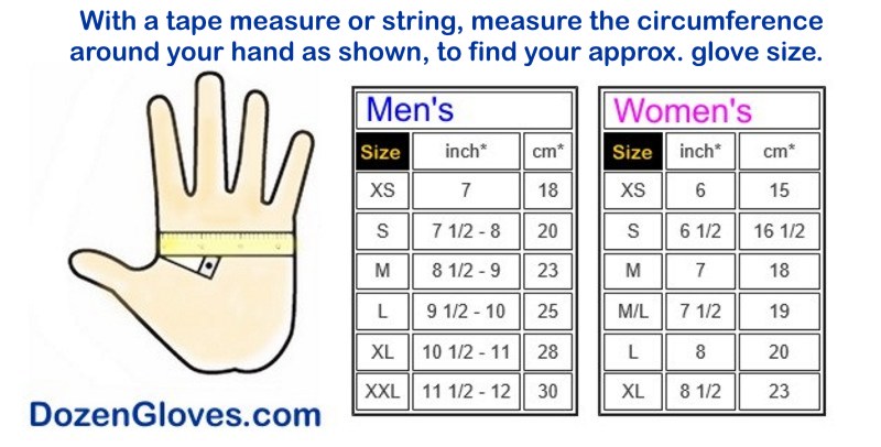 Size Chart For Men's Gloves